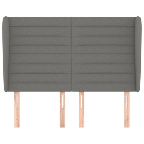 Headboard with Ears Dark Grey 147x23x118 128cm Fabric - Image 3