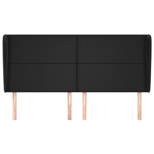 Headboard with Ears Black 203cm Faux Leather - Image 3