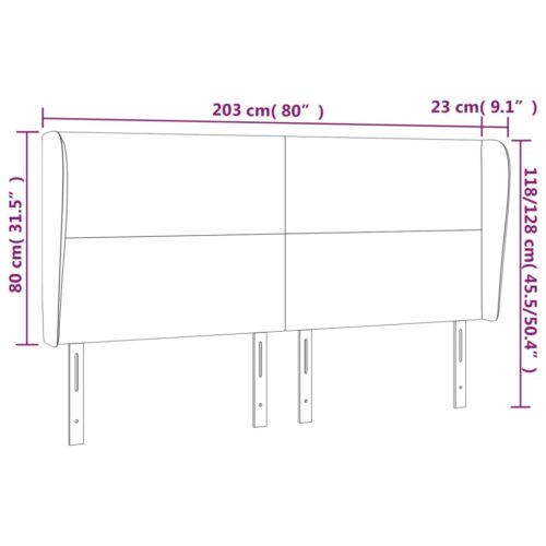 Headboard with Ears Black 203cm Faux Leather - Image 9