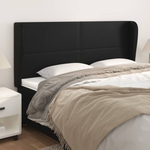 Headboard with Ears Black 203cm Faux Leather - Image 10