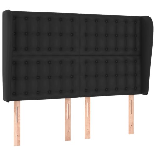 Headboard with Ears Black 147x23x118 128cm Faux Leather - Image 2