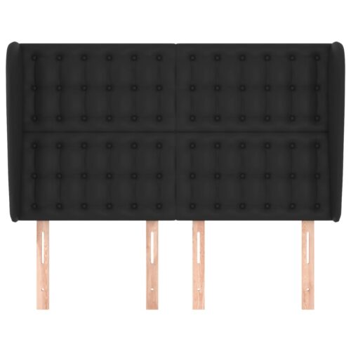 Headboard with Ears Black 147x23x118 128cm Faux Leather - Image 3