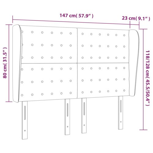 Headboard with Ears Black 147x23x118 128cm Faux Leather - Image 9