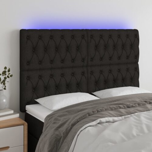 LED Headboard Black 160cm Fabric