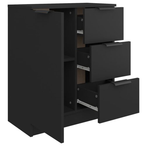 Wooden Sideboard Black 60x30x70cm - Image 5