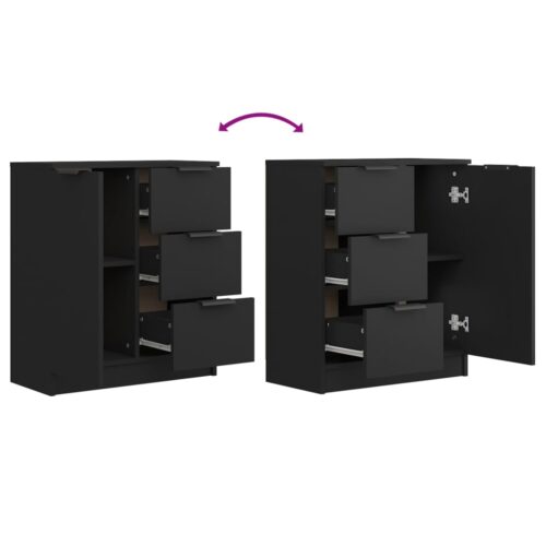 Wooden Sideboard Black 60x30x70cm - Image 6