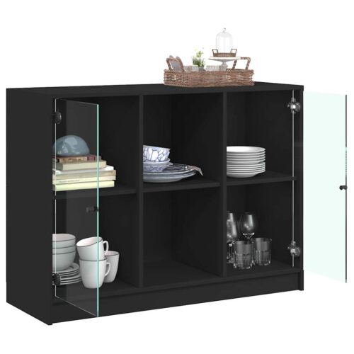 Wooden Sideboard Black 102x37x75.5cm - Image 4
