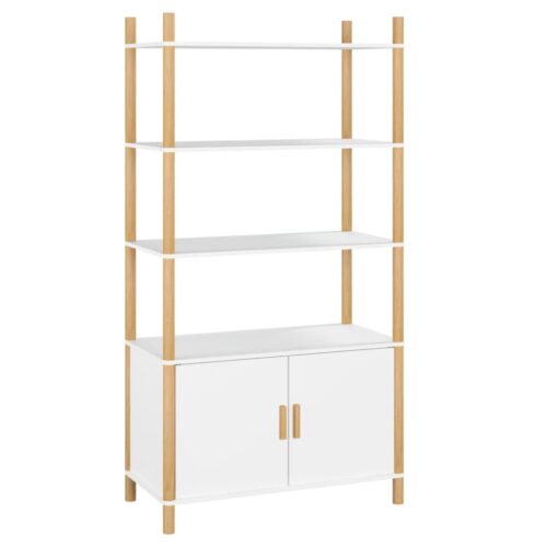 Wooden Highboard White 80x40x153cm - Image 2