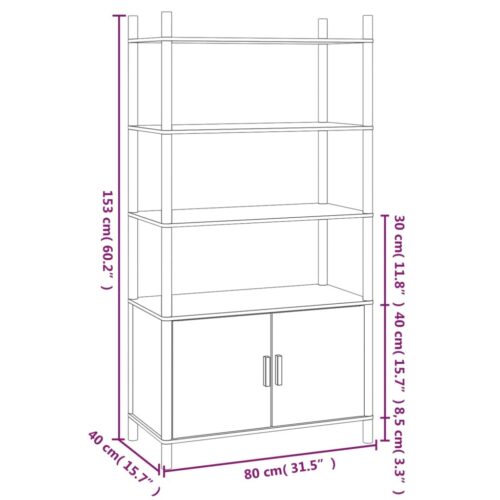 Wooden Highboard White 80x40x153cm - Image 6