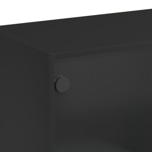 Wooden Highboard with Doors Black 68x37x142cm - Image 10
