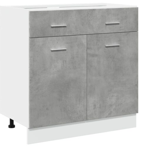 Wooden Drawer Bottom Cabinet Lyon Concrete Grey 80x46x81.5cm - Image 2