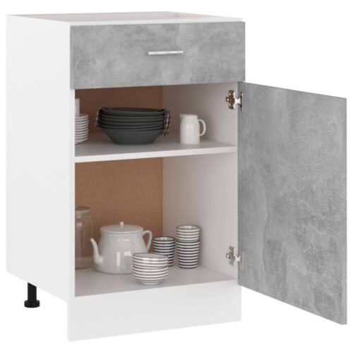 Wooden Drawer Bottom Cabinet Lyon Concrete Grey 50x46x81.5cm - Image 4