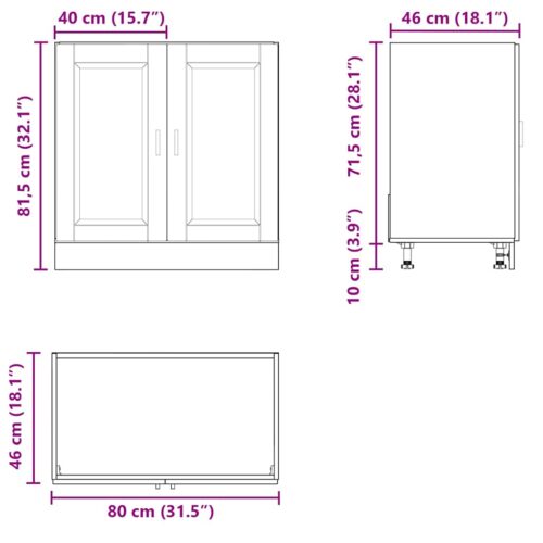 Wooden Sink Base Cabinet  Porto White 80x46x81.5cm Engineered Wood - Image 11