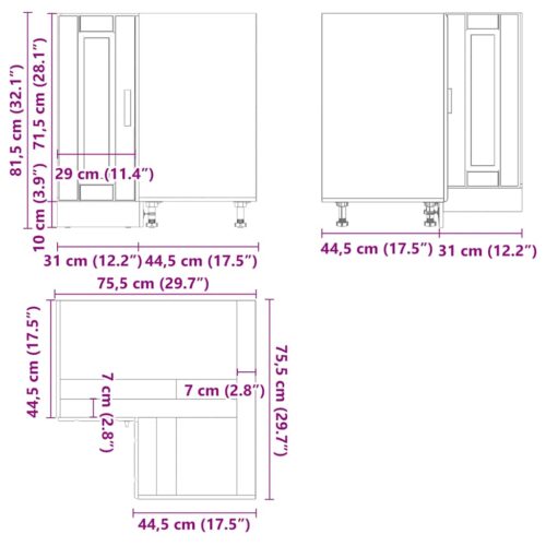 Wooden Kitchen Corner Base Cabinet Porto White - Image 12