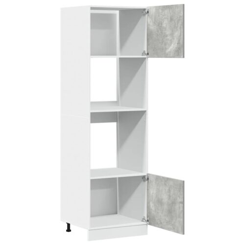 Wooden Microwave Cabinet Lyon Concrete Grey 60x57x207cm - Image 3