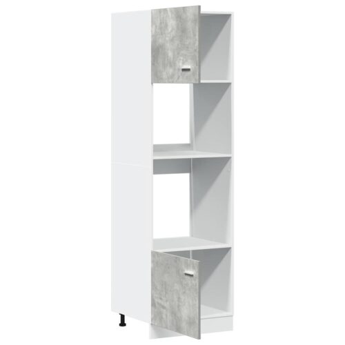 Wooden Microwave Cabinet Lyon Concrete Grey 60x57x207cm - Image 5