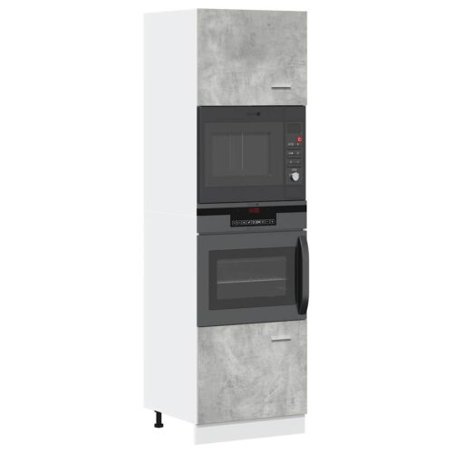 Wooden Microwave Cabinet Lyon Concrete Grey 60x57x207cm - Image 13