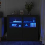Wooden Side Cabinets with LED Lights 2pcs Black