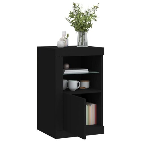Wooden Side Cabinets with LED Lights 2pcs Black - Image 4