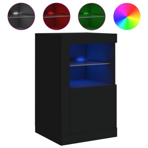 Wooden Side Cabinets with LED Lights 2pcs Black - Image 5