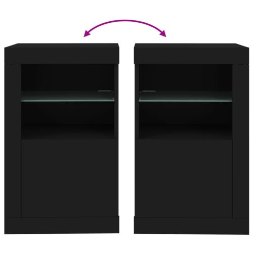 Wooden Side Cabinets with LED Lights 2pcs Black - Image 11