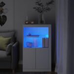 Wooden Side Cabinet with LED Lights White
