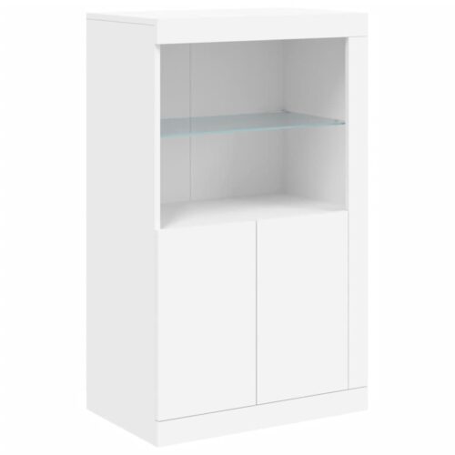 Wooden Side Cabinet with LED Lights White - Image 3