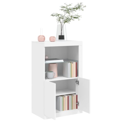 Wooden Side Cabinet with LED Lights White - Image 5