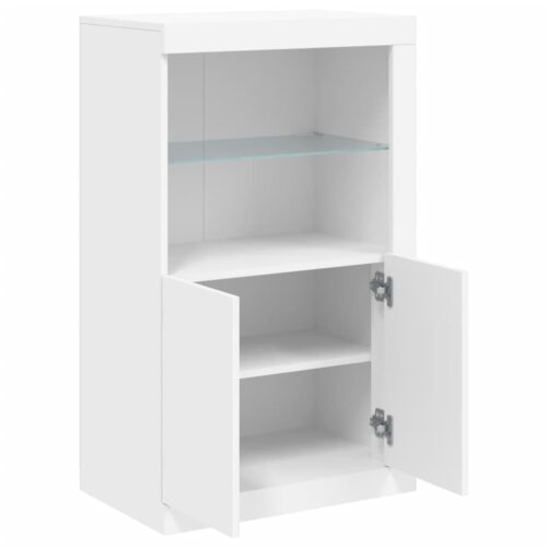 Wooden Side Cabinet with LED Lights White - Image 6