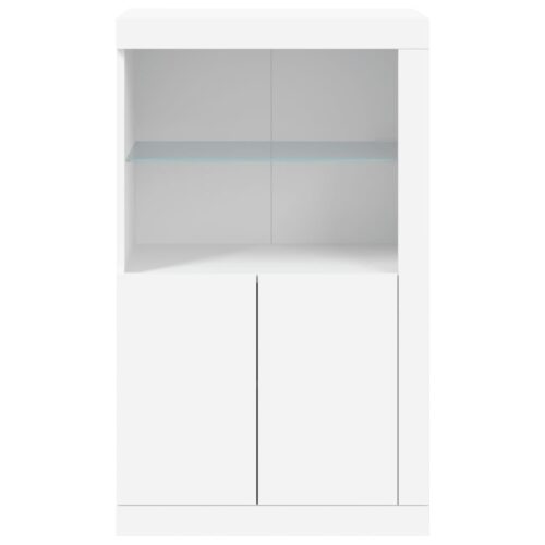 Wooden Side Cabinet with LED Lights White - Image 7
