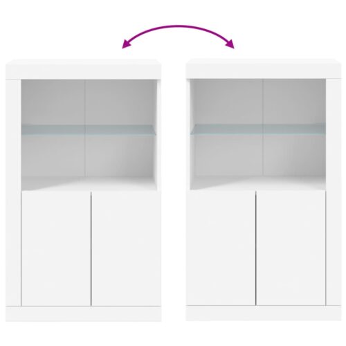Wooden Side Cabinet with LED Lights White - Image 10