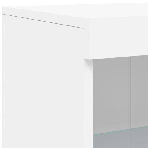 Wooden Side Cabinet with LED Lights White - Image 11