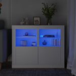 Wooden Side Cabinets with LED Lights 2pcs White