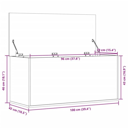 Wooden Storage Box White 100x42x46cm - Image 11