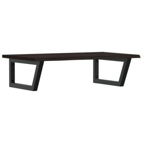 Basin Shelf Wall Mounted Steel Solid Wood Oak - Image 2