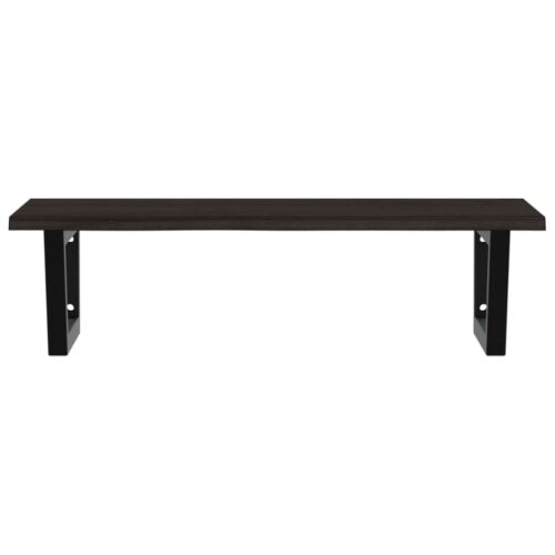 Basin Shelf Wall Mounted Steel Solid Wood Oak - Image 4