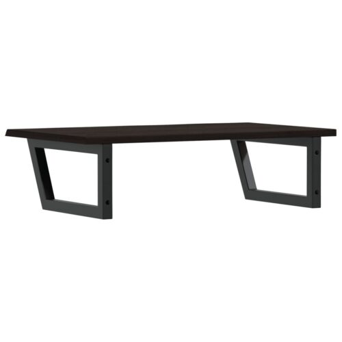 Basin Shelf Wall Mounted Steel Solid Wood Oak - Image 6