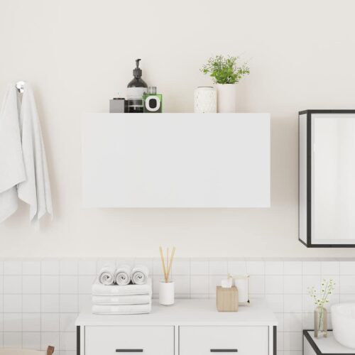 Wooden Bathroom Wall Cabinet White 80x25x40cm - Image 3