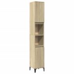 Wooden Bathroom Cabinet Vanity Storage Rack Shelf Cupboard Stand Sonoma Oak 30x30x190cm