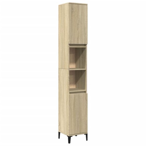 Wooden Bathroom Cabinet Vanity Storage Rack Shelf Cupboard Stand Sonoma Oak 30x30x190cm