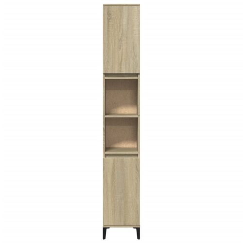 Wooden Bathroom Cabinet Vanity Storage Rack Shelf Cupboard Stand Sonoma Oak 30x30x190cm - Image 3
