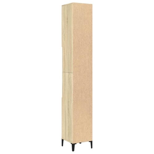 Wooden Bathroom Cabinet Vanity Storage Rack Shelf Cupboard Stand Sonoma Oak 30x30x190cm - Image 5