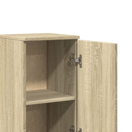 Wooden Bathroom Cabinet Vanity Storage Rack Shelf Cupboard Stand Sonoma Oak 30x30x190cm - Image 7