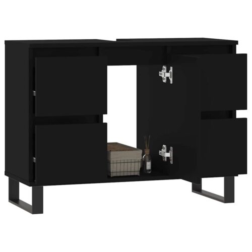 Wooden Bathroom Vanity Cabinet Basin Sink Storage Shelf Stand Unit Black 80x33x60cm - Image 3