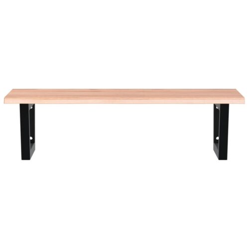 Basin Shelf Wall Mounted Steel Solid Wood Oak - Image 4