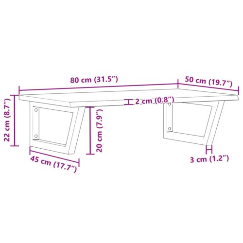 Basin Shelf Wall Mounted Steel Solid Wood Oak - Image 11