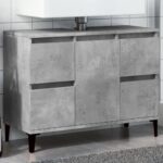 Wooden Bathroom Vanity Cabinet Basin Sink Storage Shelf Unit Grey 80x33x60cm