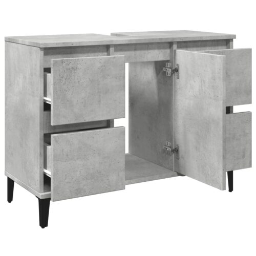Wooden Bathroom Vanity Cabinet Basin Sink Storage Shelf Unit Grey 80x33x60cm - Image 5
