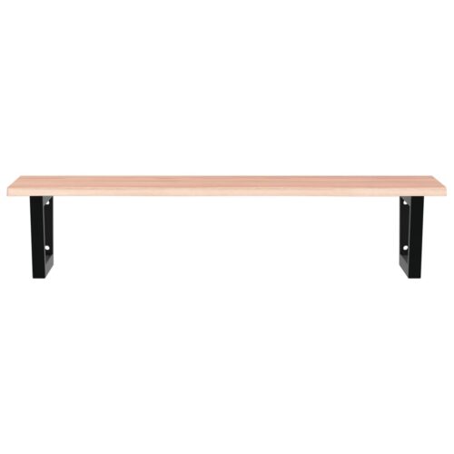 Basin Shelf Wall Mounted Steel Solid Wood Oak - Image 4