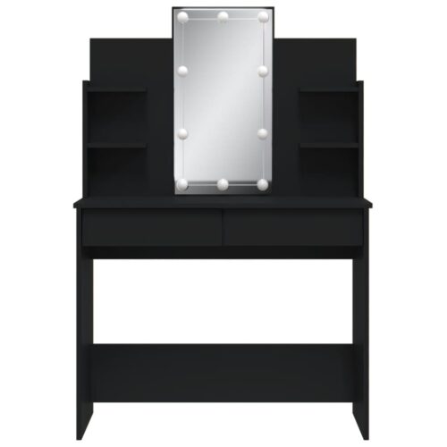 LED Lights Dressing Table Makeup Mirror Bulbs Shelf Drawer Vanity Cabinet Black 96x40x142cm - Image 5